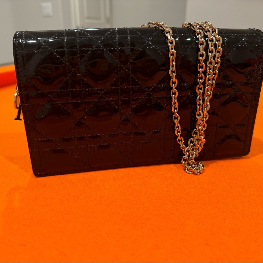 Lady Dior Pouch Patent Leather with Gold Hardware